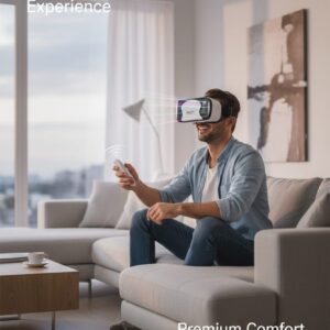 AgQrOkrc 3D Virtual Reality Glasses with Bluetooth Remote Controller – Universal Mobile VR Headset