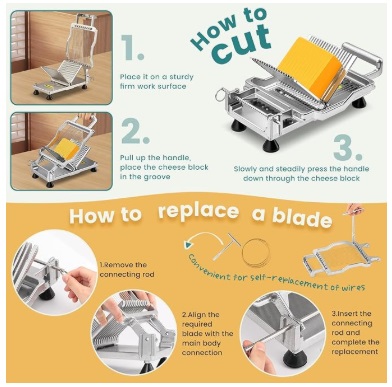 Huanyu Commercial Cheese Slicer with a wire cutter - Image 7