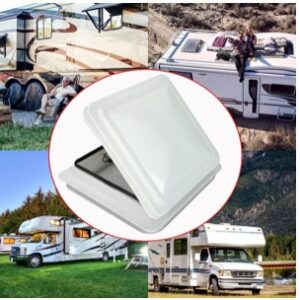 12V RV roof vent fan. It is designed to fit standard 14x14" roof openings in RVs, campers, trailers, and other vehicles