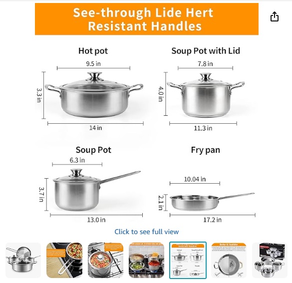 Tinsar 7-piece stainless steel cookware set - Image 9