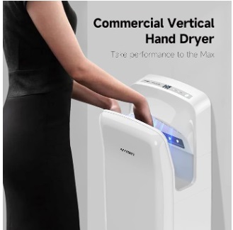 anydry 2005H Hand Dryer,Commercial Electric Hand Dryer, With Sponge Filter, Super Powerful,7-10 Seconds to dry,1750-2050 Watts (White)