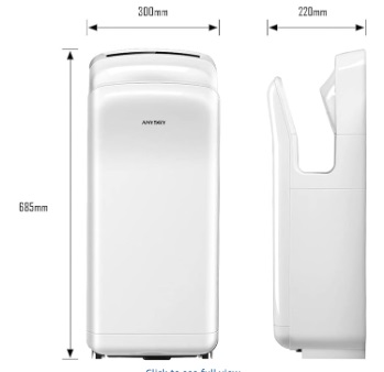 anydry 2005H Hand Dryer,Commercial Electric Hand Dryer, With Sponge Filter, Super Powerful,7-10 Seconds to dry,1750-2050 Watts (White) - Image 11