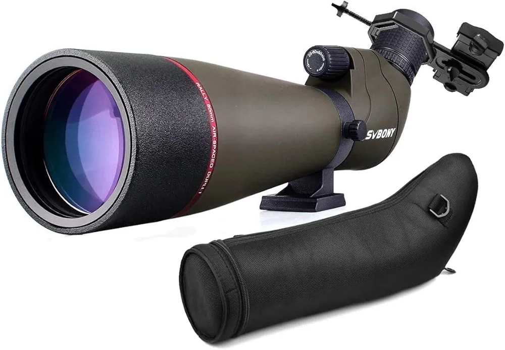 Svbony SV13 20-60x65 Spotting Scope with Smartphone Adapter, Compact Lightweight, Waterproof Porro Prism FMC Optics Spotting Scopes Carry Bag for Birdwatching, Target Shooting - Image 2