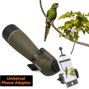Svbony SV13 20-60x65 Spotting Scope with Smartphone Adapter, Compact Lightweight, Waterproof Porro Prism FMC Optics Spotting Scopes Carry Bag for Birdwatching, Target Shooting