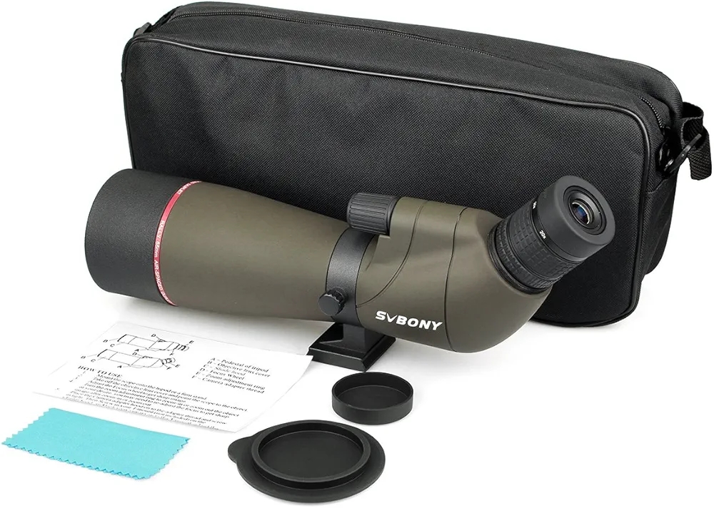 Svbony SV13 20-60x65 Spotting Scope with Smartphone Adapter, Compact Lightweight, Waterproof Porro Prism FMC Optics Spotting Scopes Carry Bag for Birdwatching, Target Shooting - Image 5