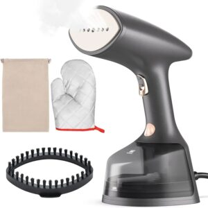 Clothes Steamer, 1800W Handheld Steamer Clothing 30S Fast Heat-Up, LCD Screen 2 Steam Settings Garment Steamer for Clothes Vertically and Horizontally, 300ML Water Tank & Insulation Glove, Grey