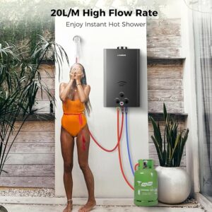 CAMPLUX Portable Water Heater 1.58 GPM, BW158G Propane Water Heater Outdoor, 41,000 BTU, Camping Shower, Easy to Install