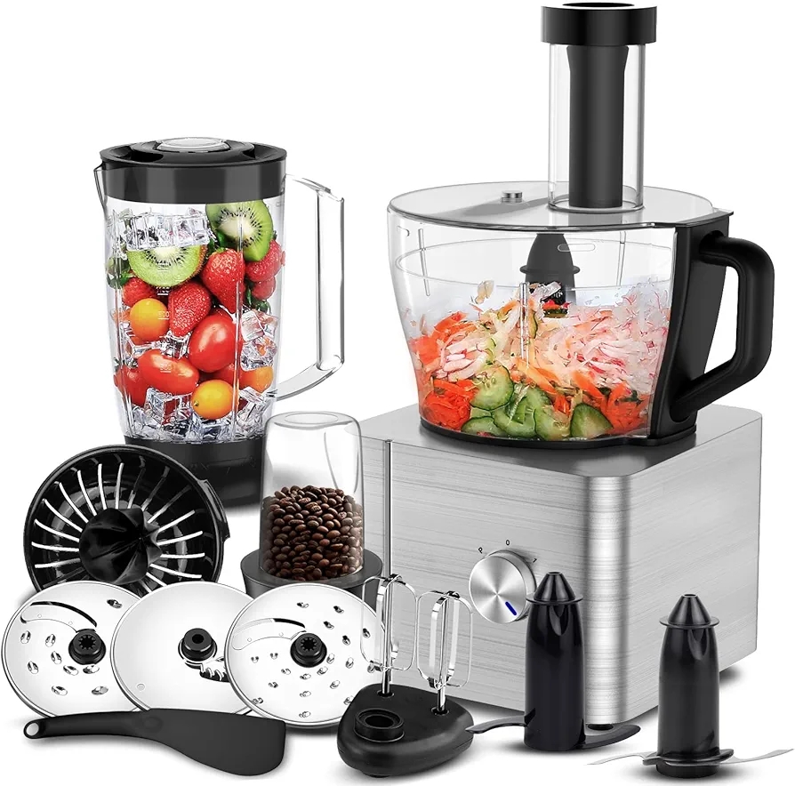 1100W Food Processor Multifunction 3.2+1.5L Electric Chopper Juicer Mixer Sliver - Image 7