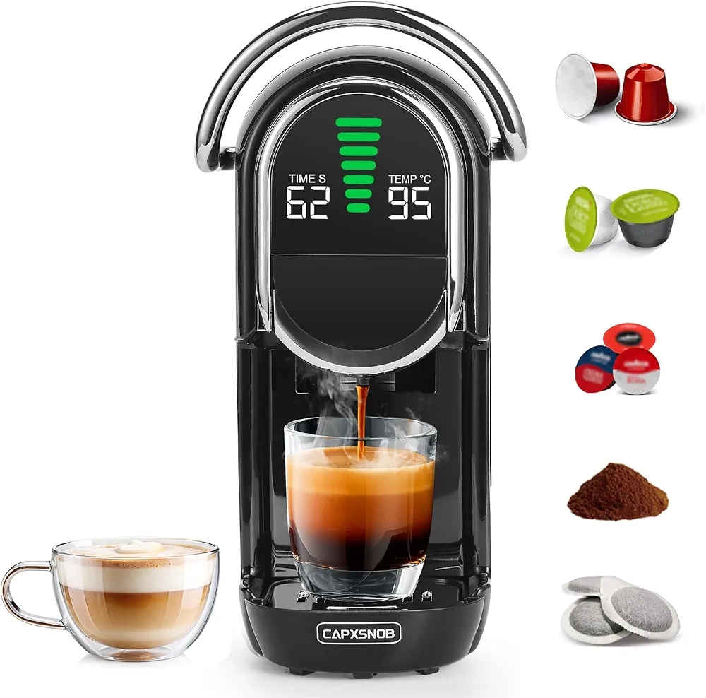 Magician1 Mini Espresso Machine for Nespresso Original, Dolce Gusto, Lavazza Blue, ESE Pod & Ground, 19-Bar Coffee Machine, Hot/Cold Brew Espresso Maker, Adjustable Temp & Cup Size, 21oz Reservoir - Image 6