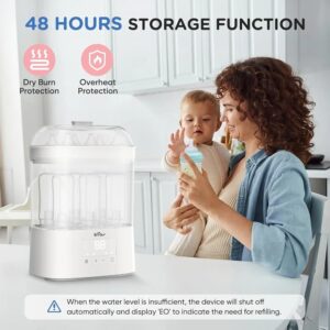 Bear Steriliser for Baby Bottles, Electric Steam Baby Bottle Steriliser and Dryer, All-in-One Steriliser 2 Layers Large for Baby Bottles, Parts & Other Newborn Essentials - HEPA Filtration