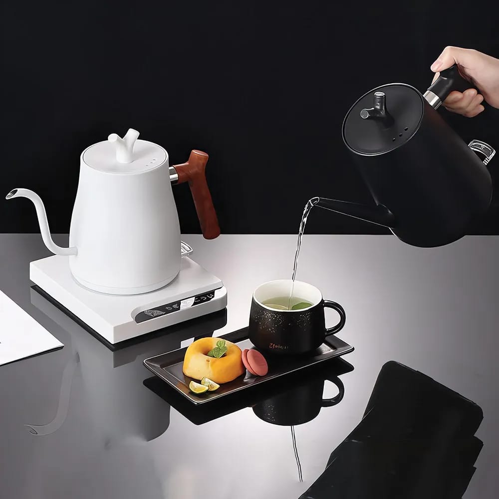 Electric Gooseneck Kettle, 1L Stainless Steel Electric Water Kettle & Coffee Kettle with Temperature Indicate, Constant Temperature, Auto Shut Off, Touch Screen Panel, 1000W Quick Heating - Image 3