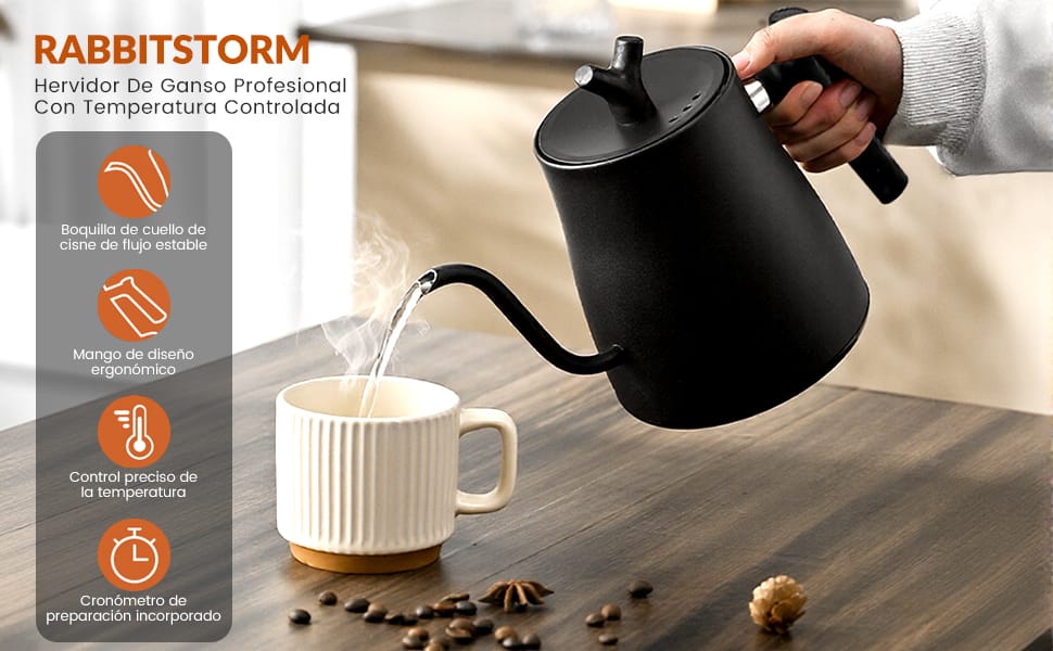 Electric Gooseneck Kettle, 1L Stainless Steel Electric Water Kettle & Coffee Kettle with Temperature Indicate, Constant Temperature, Auto Shut Off, Touch Screen Panel, 1000W Quick Heating - Image 4