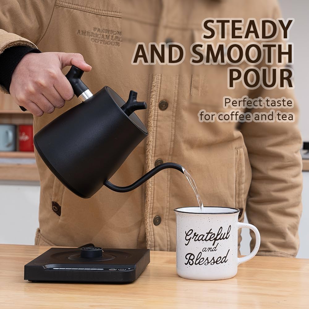 Electric Gooseneck Kettle, 1L Stainless Steel Electric Water Kettle & Coffee Kettle with Temperature Indicate, Constant Temperature, Auto Shut Off, Touch Screen Panel, 1000W Quick Heating - Image 10