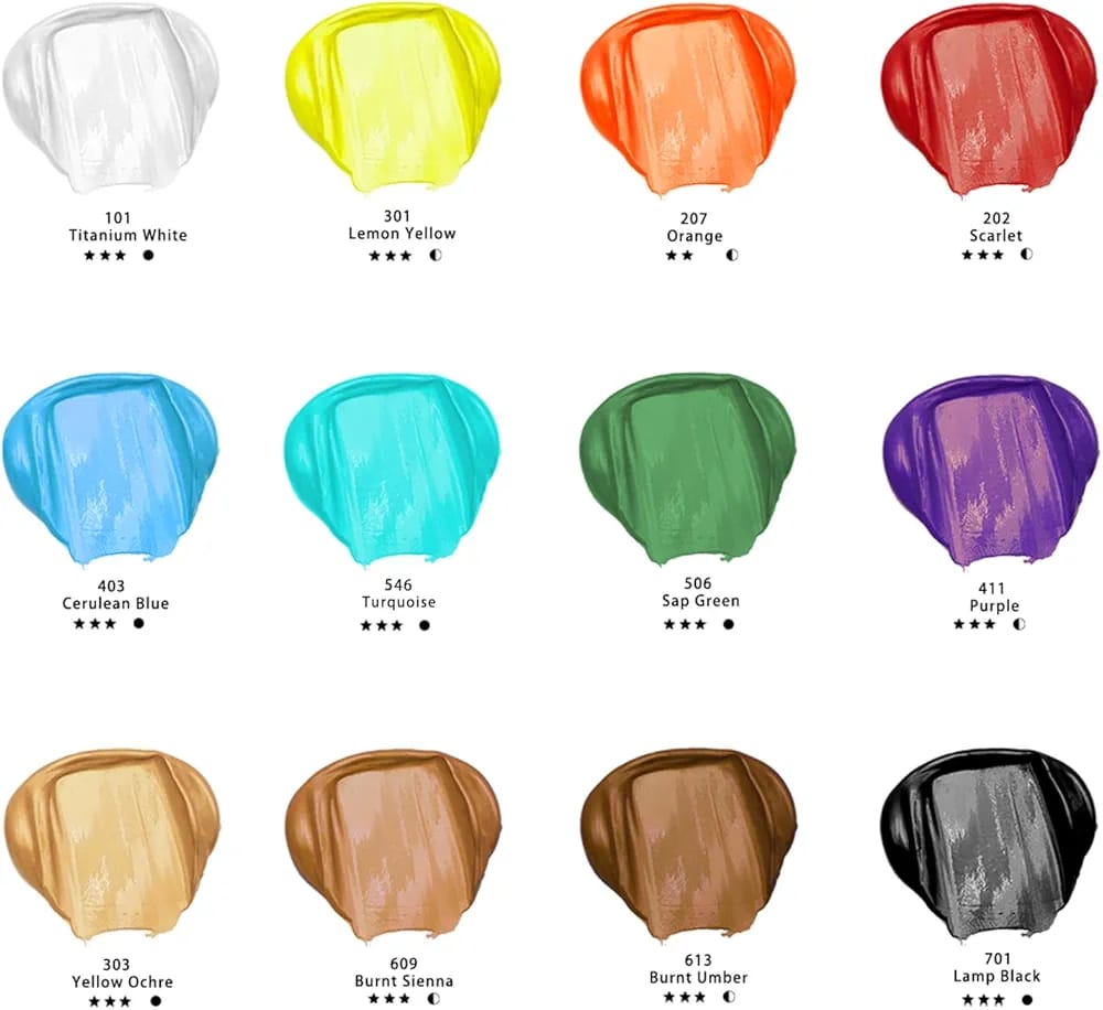 12 Colours Acrylic Pigment: This craft paint set includes 12 assorted, vivid colours in 16.9 ounce / 500ml bottles - Image 7