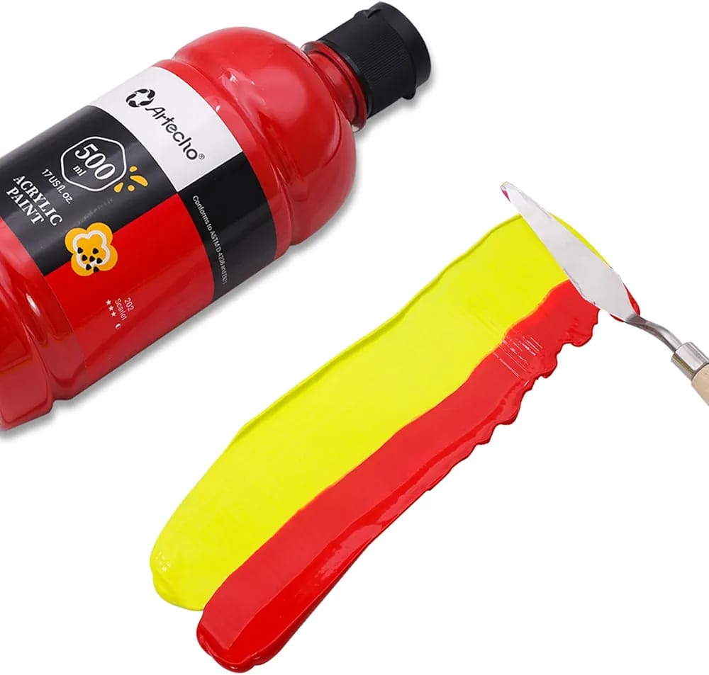 12 Colours Acrylic Pigment: This craft paint set includes 12 assorted, vivid colours in 16.9 ounce / 500ml bottles - Image 8