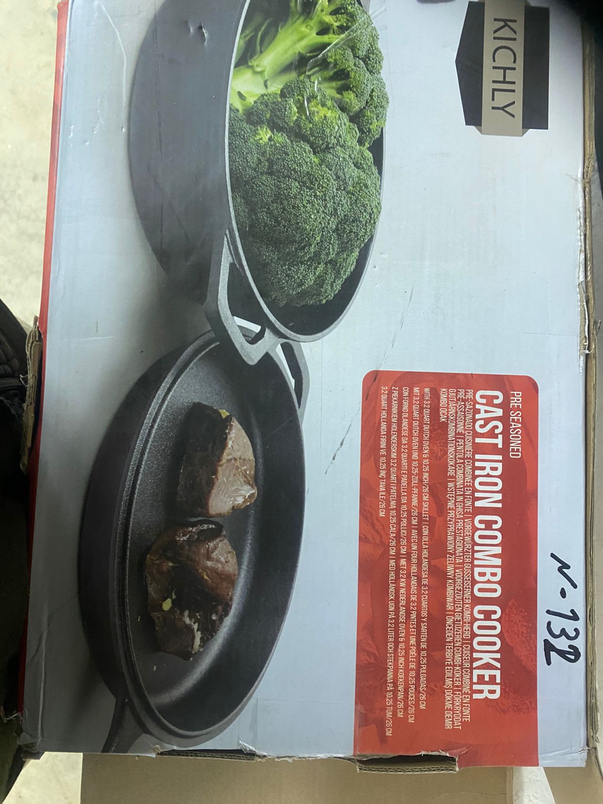 KICHLY 3.0L,3.2 Quart Pre Seasoned Cast Iron Combo Cooker Dutch Oven with Lid, 10.25 Inch, 26 cm Dual Function Skillet Pot with lid, Cast Iron Casserole Dish with Lid. - Image 6