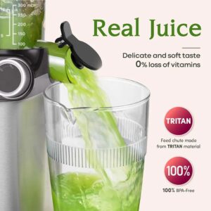 Anybear Cold Press Juicer, 200W Slow Masticating Juicer 4.3" Large Feed Chute Fit Whole Fruits Vegetables | Heavy Duty Auger