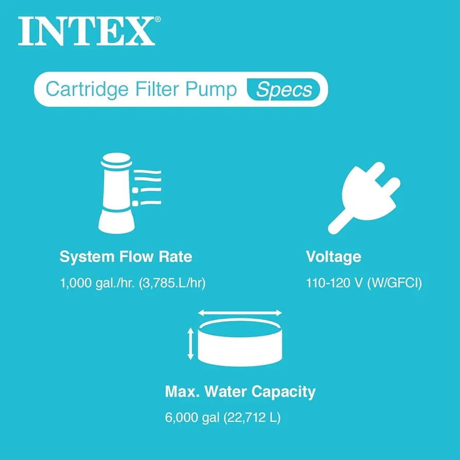 Intex 1000 GPH Easy Set Above Ground Swimming Pool Filter Pump System + Filters - Image 8