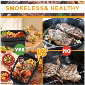 AEWHALE 3-in-1 Multifunctional Electric Grill, Electric Skillet Nonstick with Lids 1400W Party Griddle for Cooking Meats & Pancake