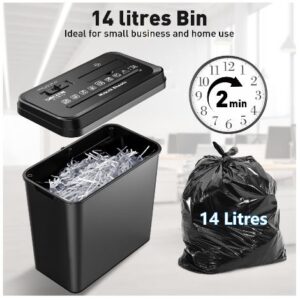 SINCHER 10-Sheet Strip Cut Paper Shredder for Home Office, 14L Waste Container, Fast and Durable Shredder for Documents, Credit Cards, CDs, Mail, and Cardboard, P-2 Security Level.