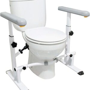 KMINA - Standing Aid Toilet Height Adjustable, Robust Toilet No Drilling Grab Handles for Seniors, Toilet Seat Raiser with Armrests
