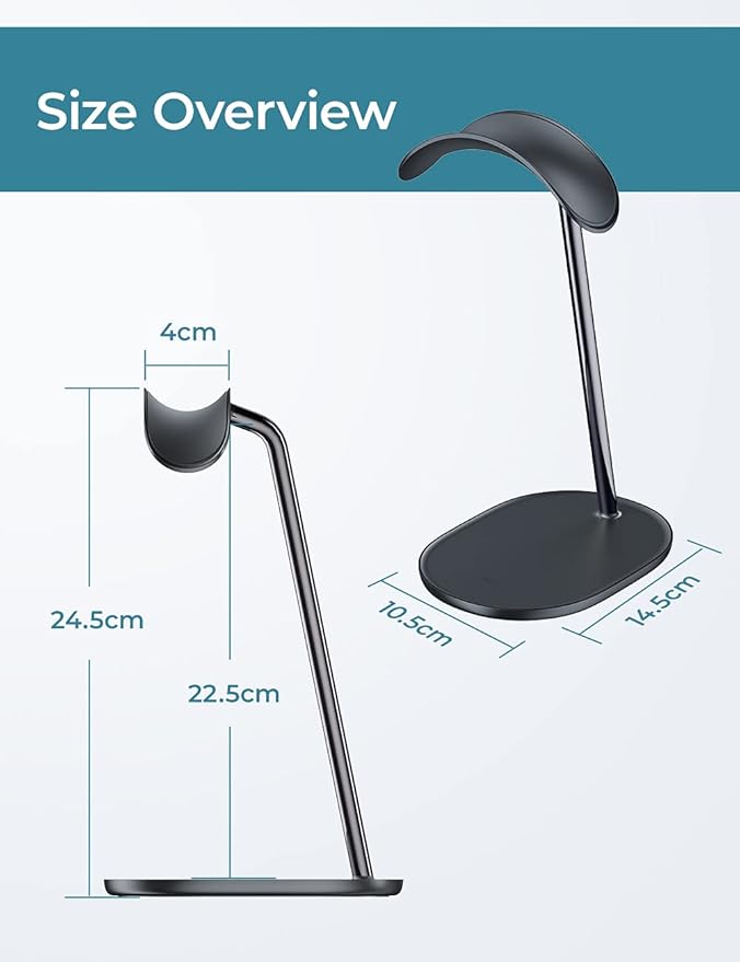 Headphone stand for apple airpods max universal aluminum gaming headset holder earphone holder earphone holder for all headphones black - Image 6