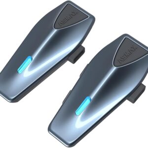 ASMAX S1 Helmet Bluetooth Headset with Smart Voice Control (Duel Pack), 8 Riders Mesh Motorcycle Intercom, Bluetooth 5.4 with Audio Multitasking/Music Sharing/FM Radio, Fit for Snowmobile/ATV