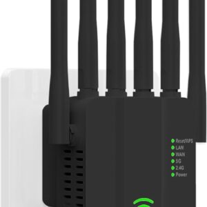 6 *Antennas Covers Up to 11000Sq.ft and 45 Devices, Internet Booster - with 2 Ethernet Port, Quick Setup, Home Wireless Signal Booster