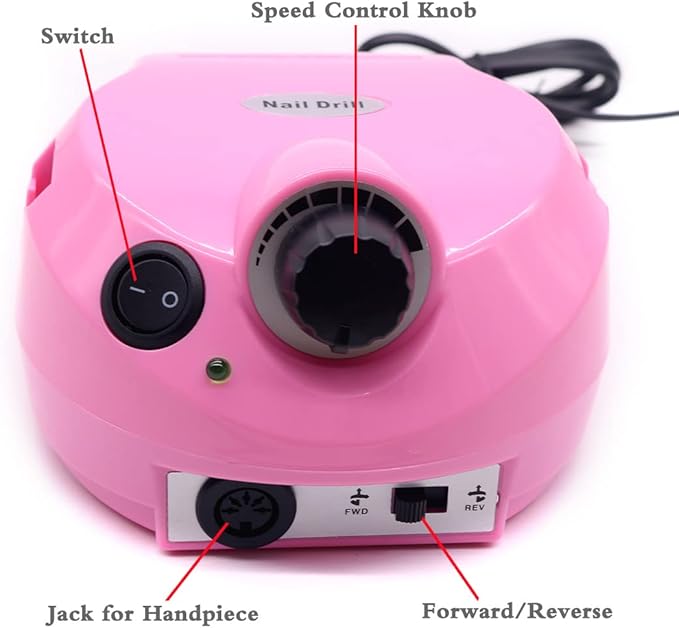 Nail Art Decoration Nail Tool - Professional Manicure Pedicure Set Nail File Professional Nail Decoration 30000rpm Electric Nail Drill Machine Kit - Pink - Image 3