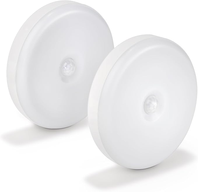 LED Night Light Cascia, Set of 2 Portable wall Lights with Motion Detector and Twilight Sensor, Battery Powered Warm White Hallway, Bedroom and Children’s Room lamp, IP40