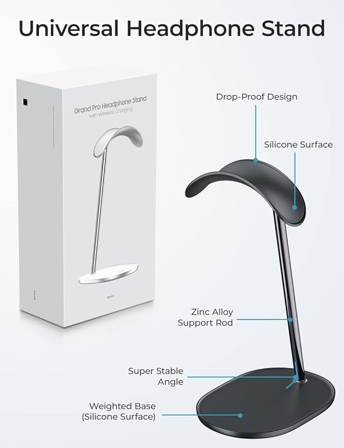 Headphone stand for apple airpods max universal aluminum gaming headset holder earphone holder earphone holder for all headphones black - Image 4