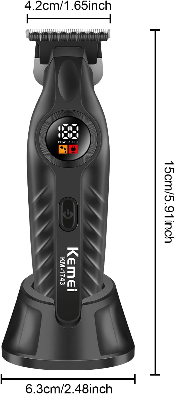 KEMEI 1743 Professional Hair Clippers for Men, Cordless Beard Trimmer, Electric T-Blade Zero Gap Hair Trimmer, USB Rechargeable with 4 Guide Combs - Image 3