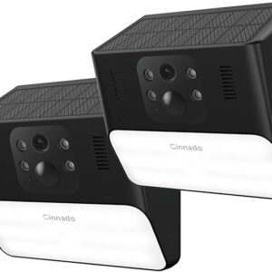 Cinnado Outdoor Camera Wireless-2K Solar Wall Light Cameras for Home Security with AI Motion Detection, Waterproof,Motion Activated Light, Siren Alarm Cloud/SD Storage, S2 (2, Black)