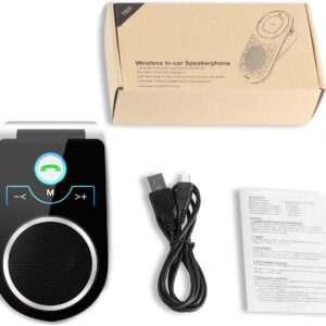 Bluetooth 5.0 Car Speaker, in Car Speakerphone, Bluetooth Receiver for Cell Phone Support Siri Google Voice Assistant, Built in Microphone&3W Speaker for Handsfree Calls, GPS, Music