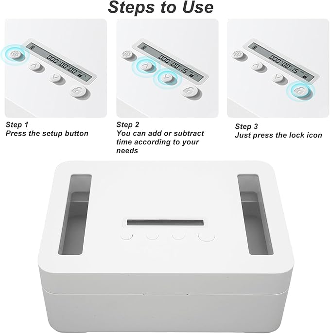 Electronics Timer Lock Box, Portable Self-Control Phone Time Lock Box with Dual Power Supply, Safe Design for Adults/Kids/Students for Habit Forming - Image 7