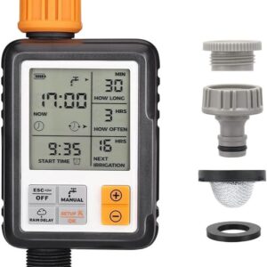Watering Computer with 3 Inch Screen, Watering Clock with Automatic Irrigation, Rain Delay, Manual Control and Child Lock