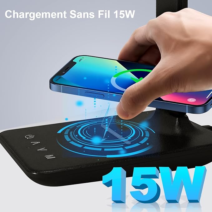 LED Desk Lamp, Foldable Dimmable Bedside Lamp with 5 Colour Modes and 5 Brightness Levels, USB Charging Port, for Reading Work (Black-Pro) - Image 7