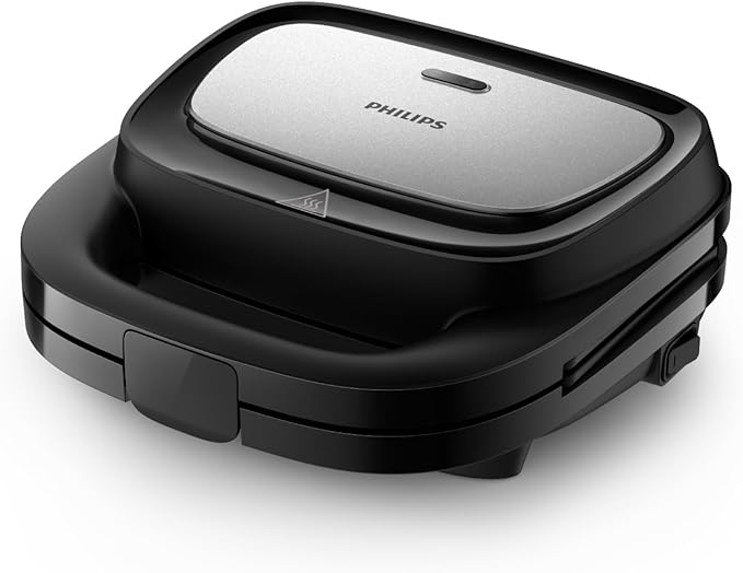 Philips Sandwich Maker Series 5000-3 Plate Sets for Paninis, Sandwiches and Waffles, Non-Stick Grill Plates, Cut and Seal, 750W Power, Black - Image 3