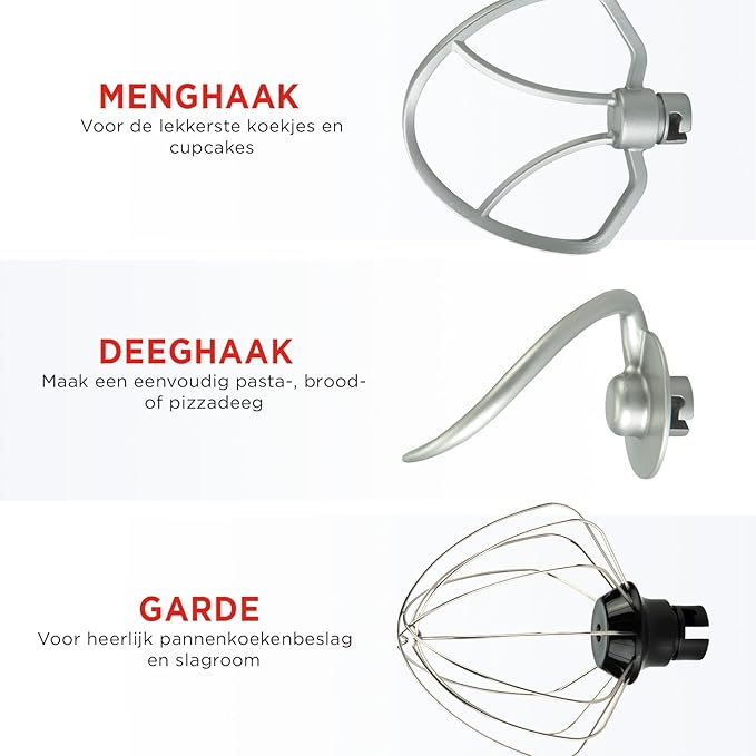 Bourgini Classic Kitchen Chef Food Processor - 4.5L Mixing Bowl - Kitchen Mixer - Kitchen Robot - 1300W - Red - Image 6