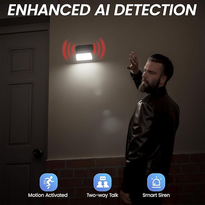 Cinnado Outdoor Camera Wireless-2K Solar Wall Light Cameras for Home Security with AI Motion Detection, Waterproof,Motion Activated Light, Siren Alarm Cloud/SD Storage, S2 (2, Black) - Image 7