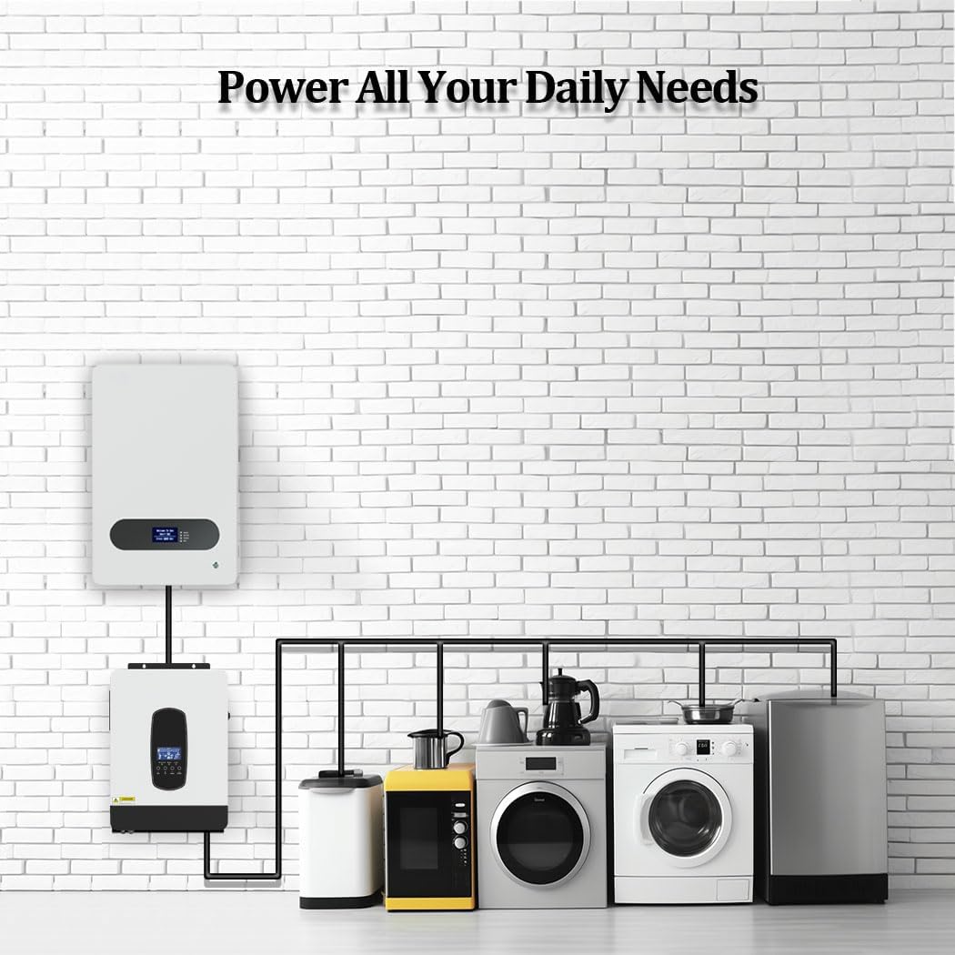 Y&H 2200 W Solar Hybrid Inverter DC12 V to AC230 V, Off-Grid Pure Sine Wave Inverter with 80 A MPPT Solar Charger + AC Charger, Max PV 2000 W DC55-450 V Input, Suitable for 12 V Battery - Image 6