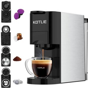 KOTLIE AC-513K 4-in-1 Capsule Coffee Machine for NES/DG/Mixed Coffee/ESE Pads (44 mm), 19 Bar, 1450 W, 800 ml