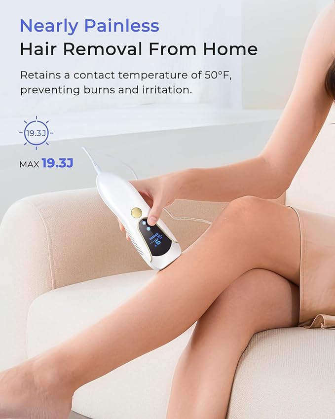 Laser Hair Removal for Women and Men, At-Home Ice-cooling Red-light Laser Epilator for Long-Lasting Hair Removal, IPL Hair Removal for Nearly Painless Treatment, Facial, Bikini - Image 8