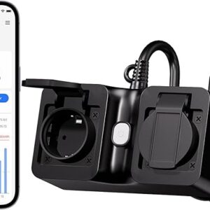 Meross Outdoor Smart Power Strip (Type F), IP44 Waterproof WiFi Socket Compatible with Apple Home, Alexa and Google Home, Power Consumption Tracking, Voice Control and Remote Control