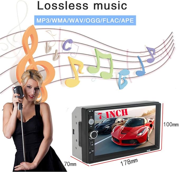 Car MP5 Player, 2 Din 12V Bluetooth Touch Screen Stereo HD, Support Bluetooth/USB Port/AUX/FM/TF/Mirrorlink, with Rear Camera and Remote Control - Image 8