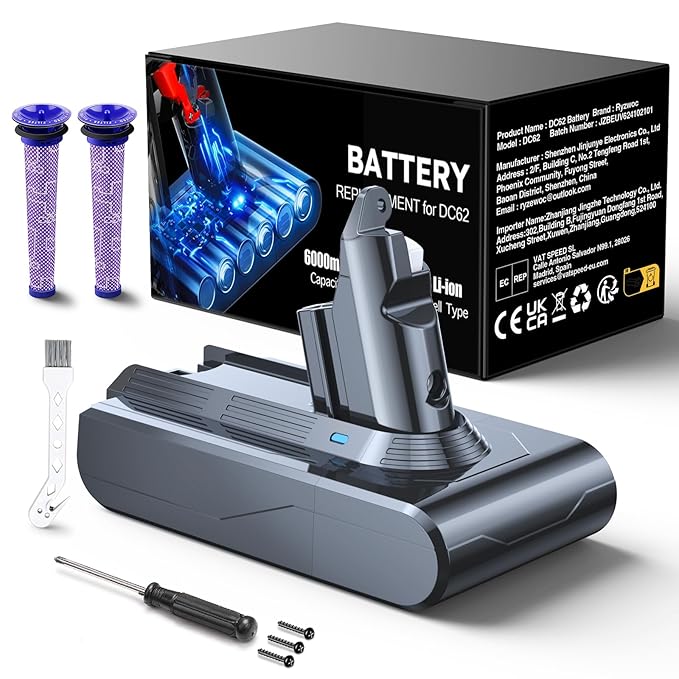 6000 mAh V7 Replacement Battery for Dyson V6 Battery Compatible with DC62 DC58 DC59 DC61 Animal DC72 DC74 SV03 SV05 SV06 SV07 SV09 Handheld Vacuum Cleaner