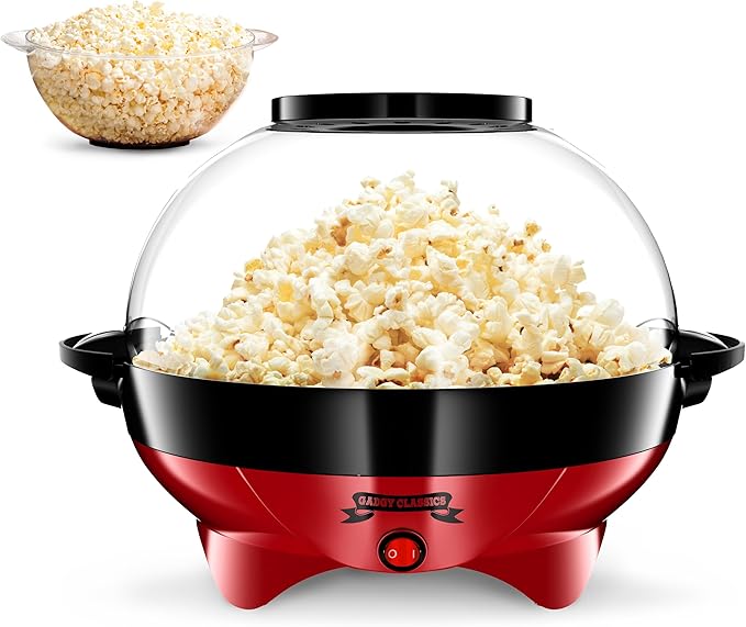 Gadgy Popcorn Machine Large - Retro Popcorn Maker 5 L - Popcorn Maker with Non-Stick Coating and Removable Heating Surface - Popcorn Machine Red - Popcorn Machine 800 W - Popcorn Machine - Image 2