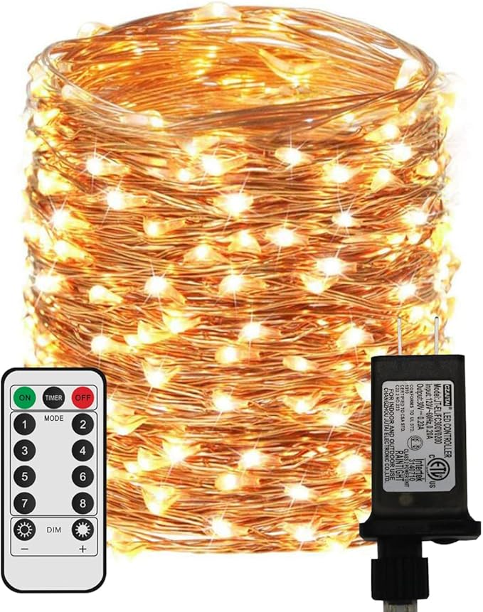 Dimable Led String Lights Plug in Fairy Lights, 333Ft/100M 1000 LEDs Silver Wire String Lights with 8 Modes and Timer,Ideal for Indoor, Outdoor, Christmas