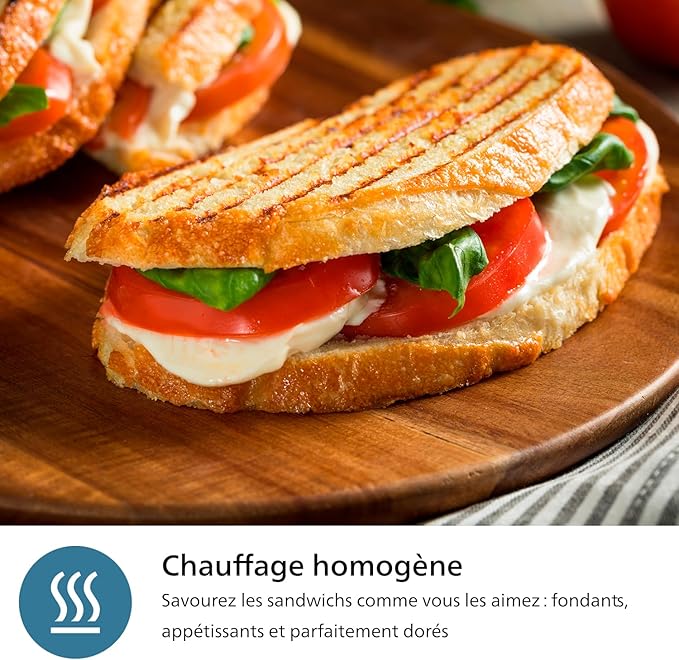 Philips Sandwich Maker Series 5000-3 Plate Sets for Paninis, Sandwiches and Waffles, Non-Stick Grill Plates, Cut and Seal, 750W Power, Black - Image 7