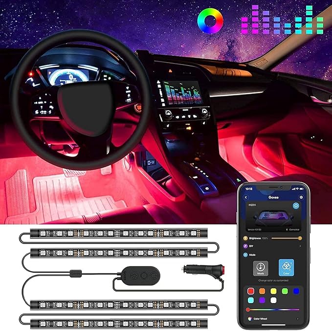 Govee Car LED Lights, Smart Interior Lights with App Control, RGB Inside Car Lights with DIY Mode and Music Mode, 2 Lines Design for Cars with Car Charger, DC 12V - Image 3